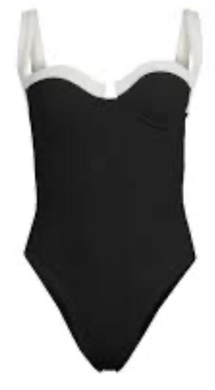 PatBo Women’s One Piece Swimsuit black/white color block resort wear Size Large